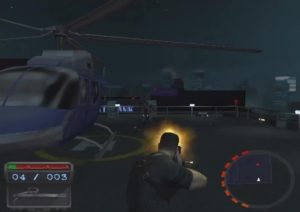 Boss battle with a helicopter.